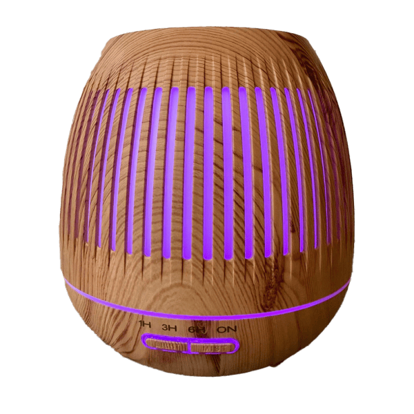 Houten bureaulamp met ingebouwde LED-verlichting en verstelbare standen.